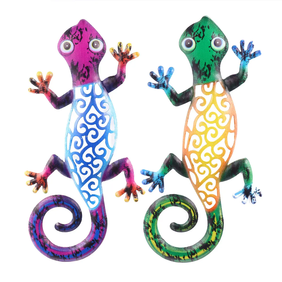 

2Pcs Gecko Decor Quality Creative Design Home Office Decoration Tabletop Adornment Metal Crafts Non Fading Color