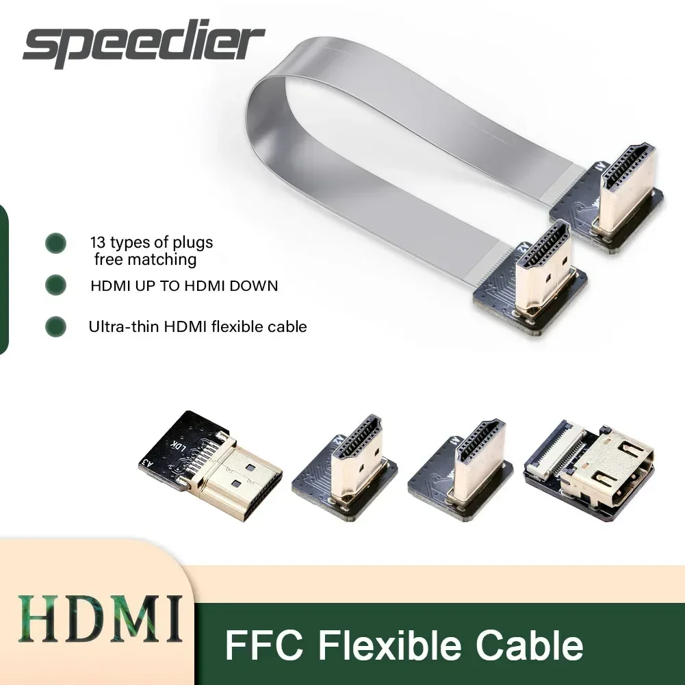 Suitable for HDMI-A1 A2 A3 A4 FFC Flexible Cable FPC Aerial Video Male Female 20P Shielded Cord PC Computer Gimbal Adapter Elbow