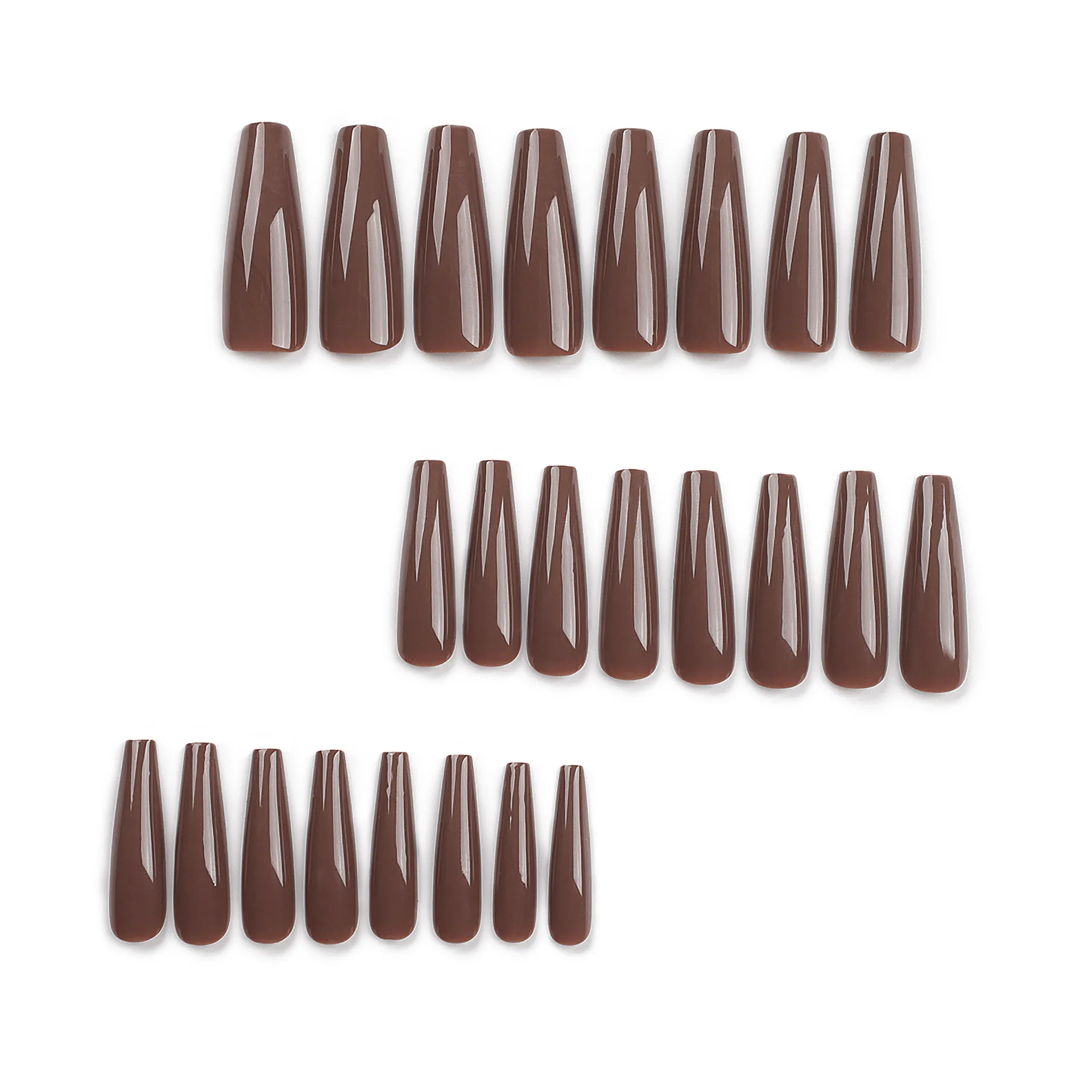 24Pcs Ultra long ballet False Nail Autumn and winter temperament coffee color Wearable Manicure Press ON Nails Solid