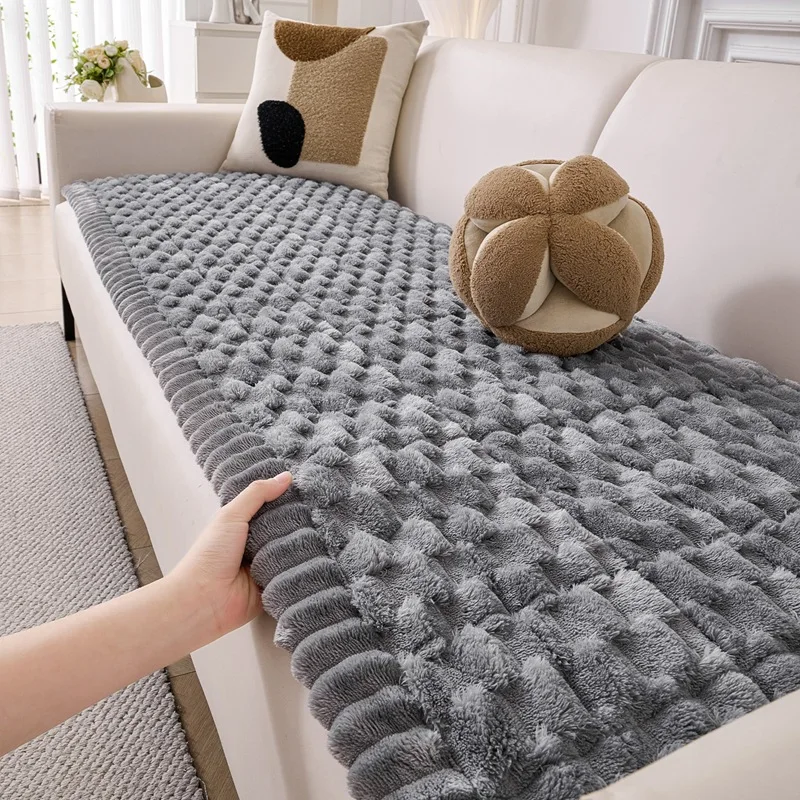 Super Soft Tortoise Velvet Sofa Cushion Thick Plush Non-Slip Sofa Cover for Office Armless Wear-Resistant Corner Couch Covers