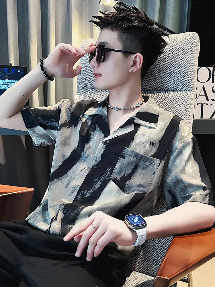 

Casual Contrast Color ort Sve irt Men's Summer Faion Brand Haome Thin New 2025 Men's Casual ort irt