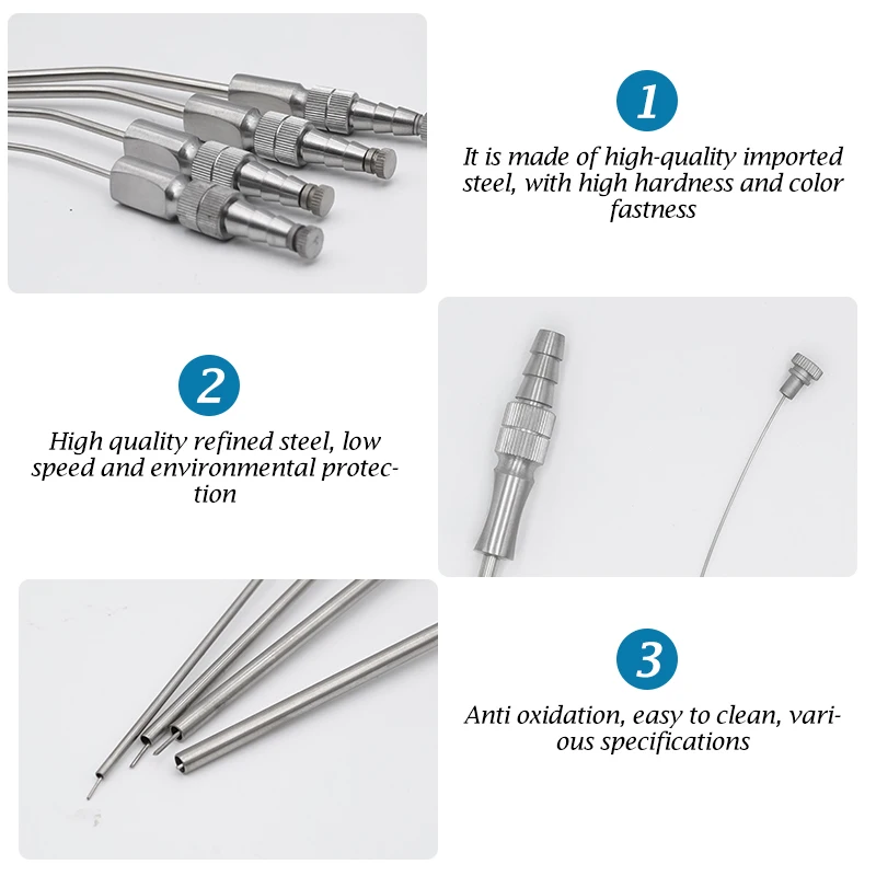 Aspirator stomatologiczny rura ssąca ze stali nierdzewnej 2mm/3mm/4mm/5mm Implant narzędzie chirurgiczne stomatologia ustna słaba słomka do ssania