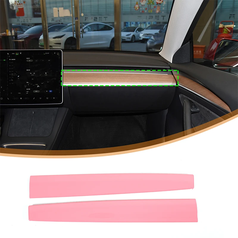 

For Tesla Model 3 Y 2017-2021 ABS Car Center Console side Inner door panel decorative strip Steering Wheel Cover Car Accessories
