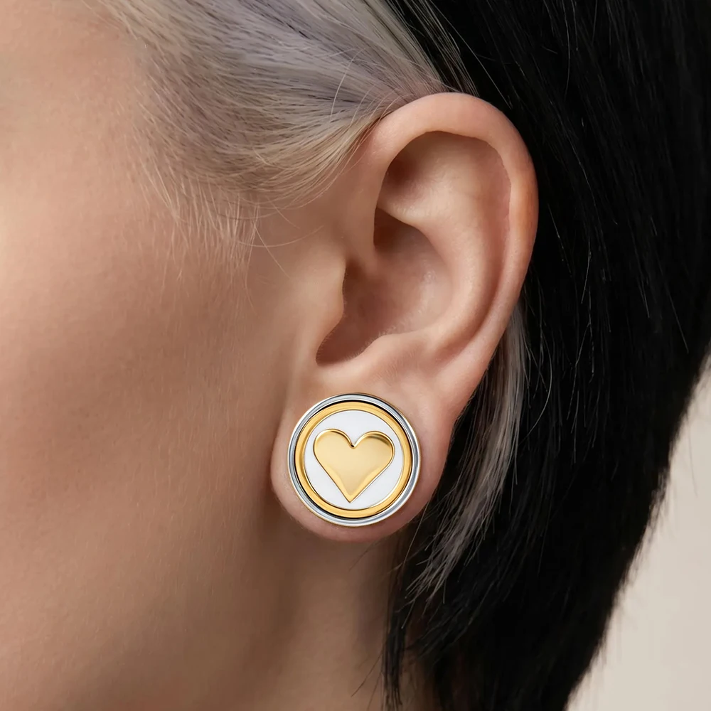 316L Stainless Steel Double Flared Ear Plug Tunnel Gold Star Heart Pattern Ear Gauge Expander Stretcher Earlobe Piercing Jewelry