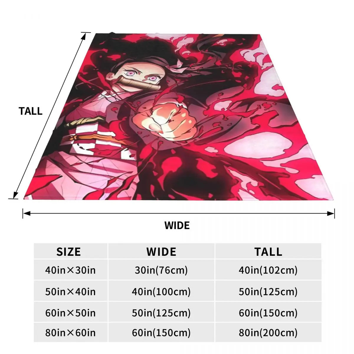 Kawaii Kamado Nezuko Flannel Blanket Demon Slayer Comic Cartoon Warm Throw Blanket for Bedroom Camping Bedspread Sofa Bed Cover