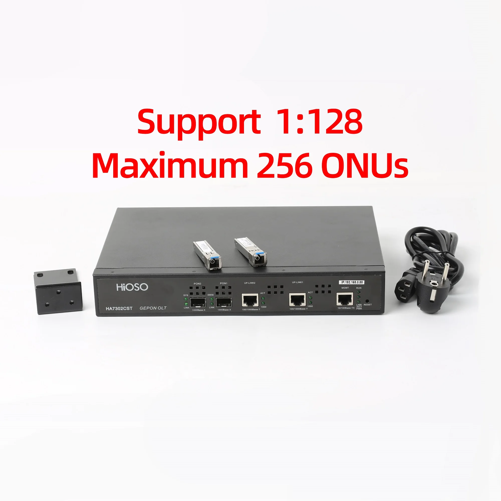 HiOSO HA7302CST 2PON Epon OLT High Reputation with Compatitve Price Low Price Each Ports Support 1:128