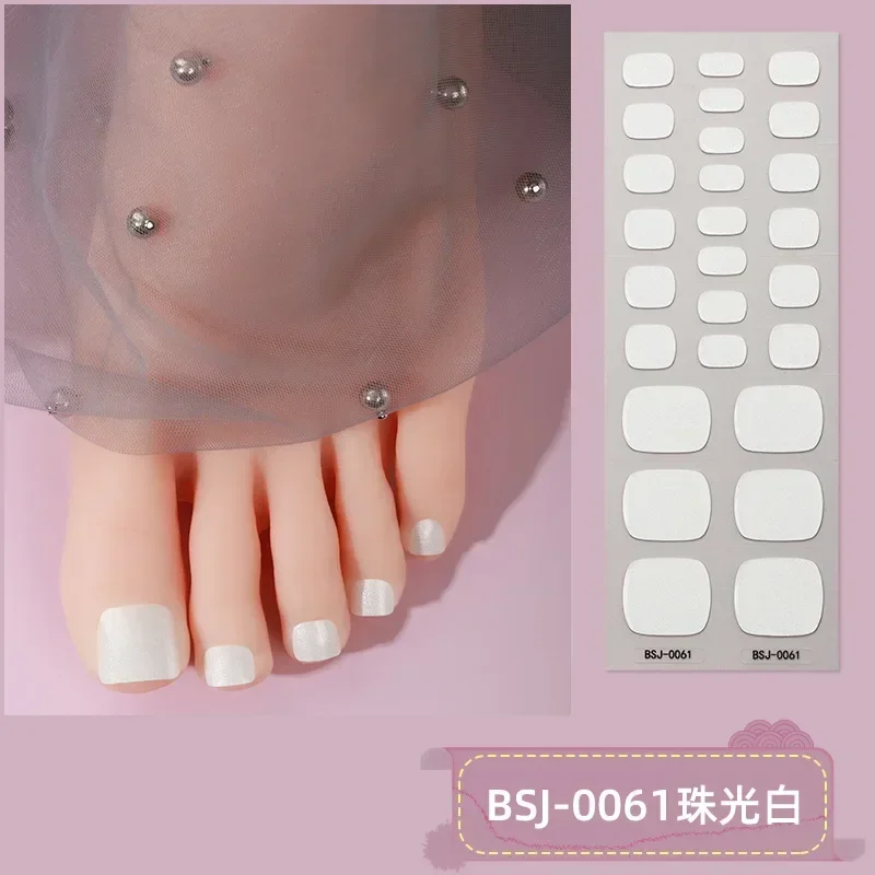 26Tips Semi Cured Pure Colour Gel Nail Decals Pure Toe Gel Nail Sticker Phototherapy Oil Gel Foil Nail Art Decorations