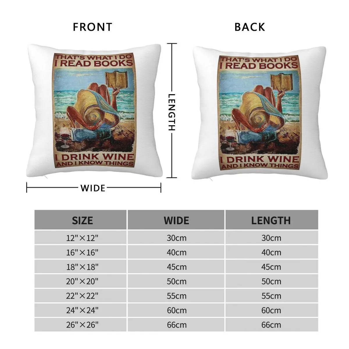 Books Drink Wine Know Things Square Pillowcase Polyester Linen Velvet Pattern Decorative Throw Pillow Sofa Cushion Cover 18