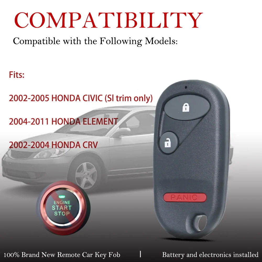 2 pcs Car Key Fob Keyless Entry Remote FSK 313MHZ OUCG8D-344H-A for Honda Civic 2002-2005 Honda Element 2002-2011