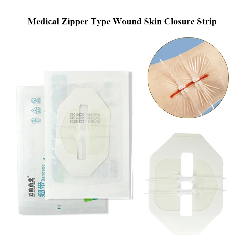 2Bags Medical Zip Tie Wound Closure Patch Wound Skin Closure Strip Hemostatic Painless Free Suture Zip Tie Band Aid Bandage