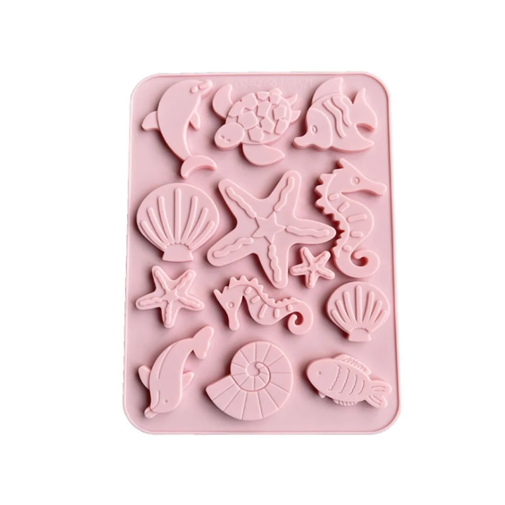 Silicone Fish Dolphin Cake Mold Seahorse Shell Mould Starfish Sea Turtle Cake Border Fondant for Kitchen Baking Decoration Molds