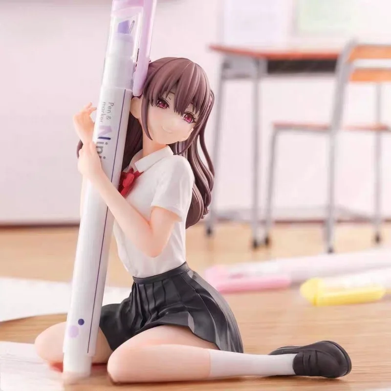 Tachibana Mihari Sitting Pose Anime Figure Pen Holder Rubik's Cube 2D Cute Girl Model Desk Ornament