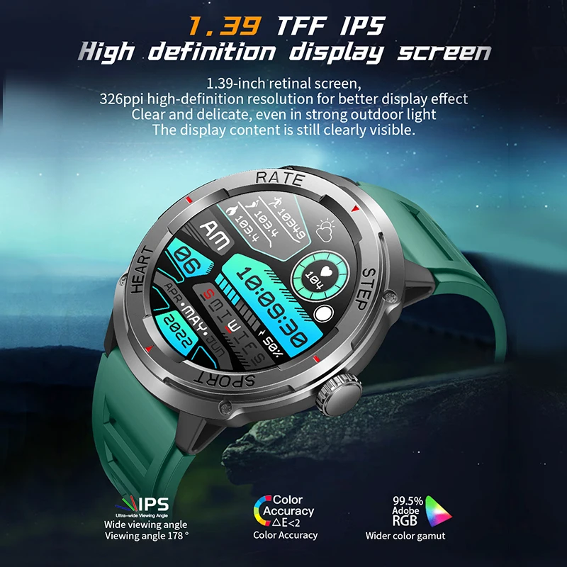 New Round screen Bluetooth sports three defense smart watch health detection heart rate blood pressure sleep waterproof watch