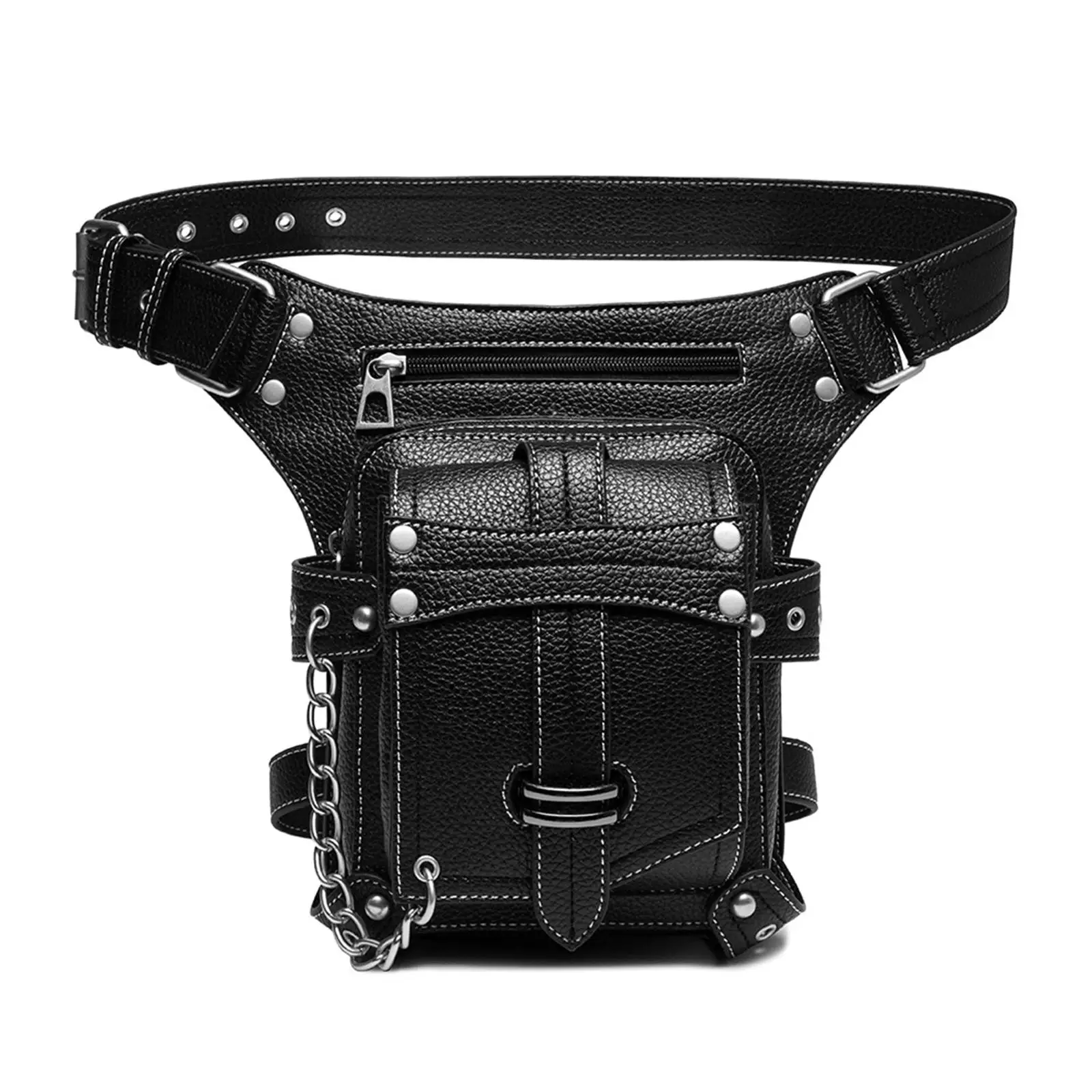 PU Waist Bag Fanny Pack Thigh Leg Hip Purse Gothic Steampunk for Motorcycle