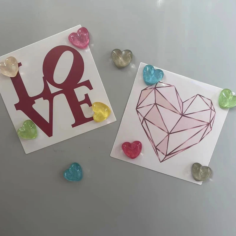 5pcs Color Love Heart-shaped Ripple Heart-shaped Resin Fridge Magnet Home Decore Magnet for Fridge Decor