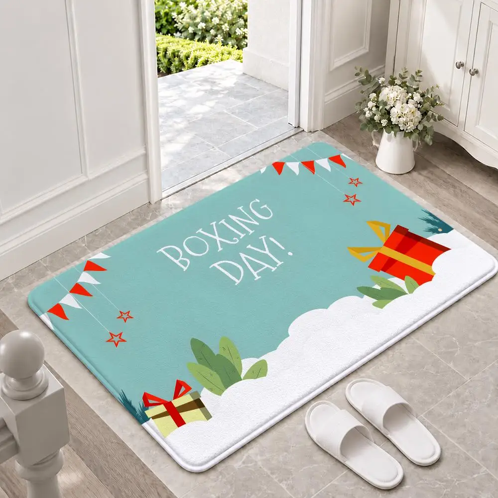 art Boxing Day Floor Mat Doormat Non-Slip Floor Mat Rug for Bathroom Kitchen Entryway Indoor Outdoor Home Decor