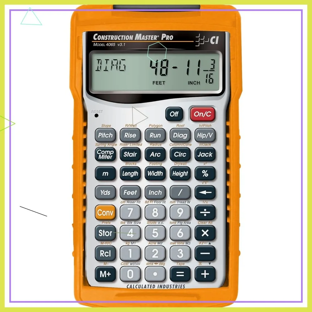

Усовершенствованный строительный калькулятор для подрядчиков — математический инструмент с дюймовыми функциями футов и макетовыми решениями