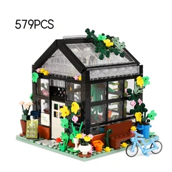 MOC Creative Flower Bouquet Store House Model Building Block City View Holiday Summer Coffee Shop Bricks Girls Toys Kids Gifts