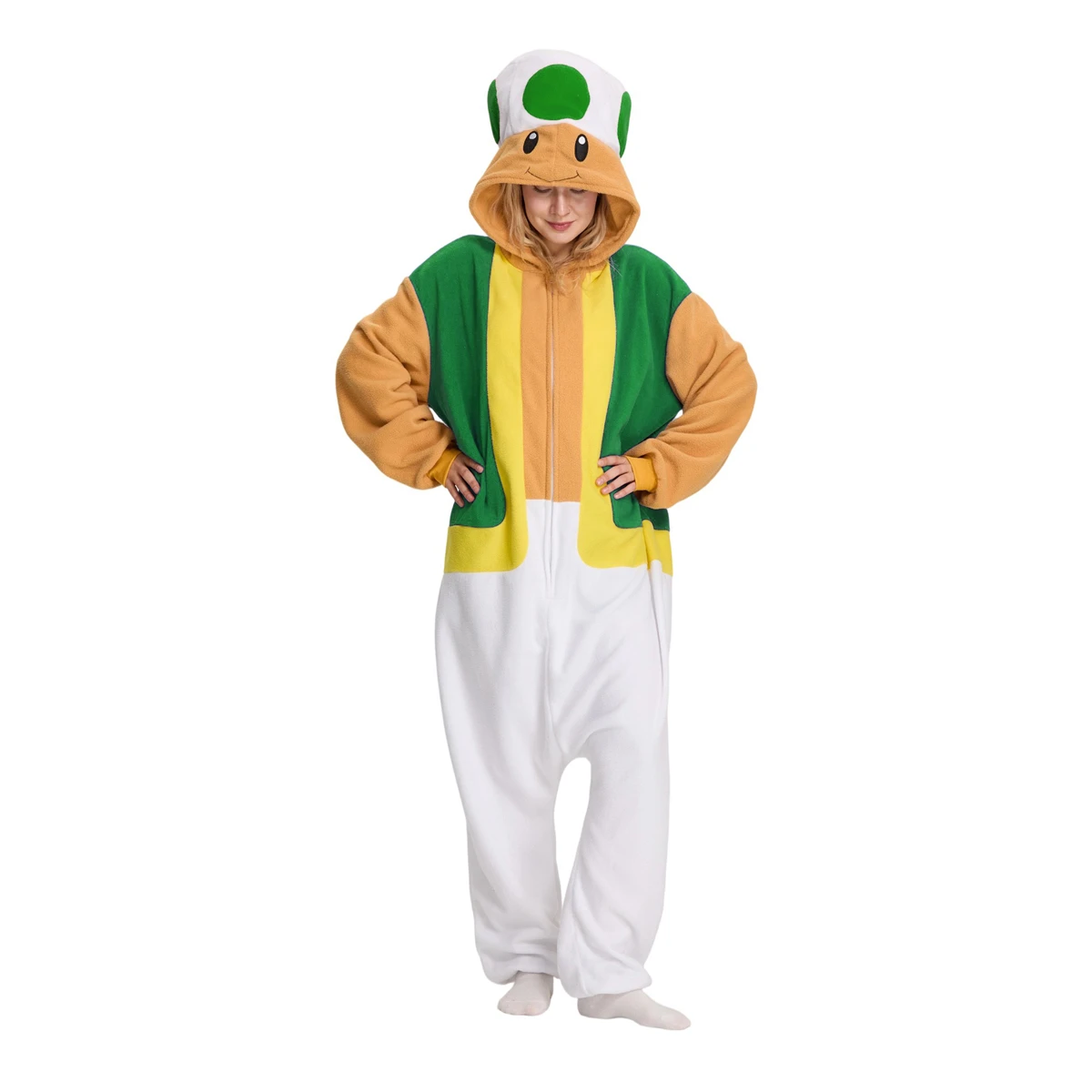 ELEIMOS Halloween Onesie Green Mushrooms For Women Men Adult Animal Kigurumis Pyjamas Cartoon Pajama Homewear Cosplay Costume