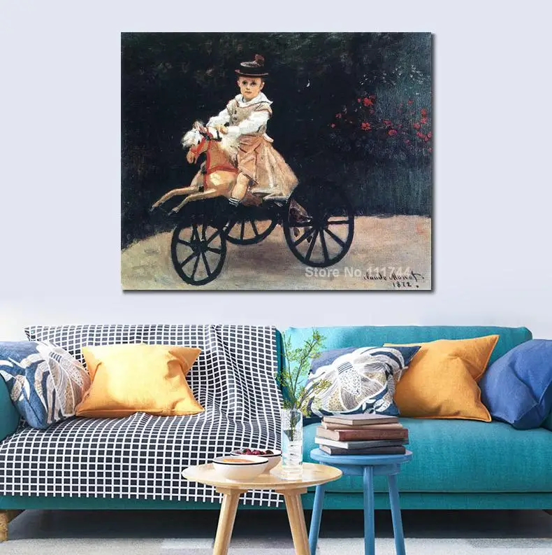 

Пейзажная живопись, Жан Моне на механической лошади, Клод Моне, холст, искусство, высокое качество, ручная роспись