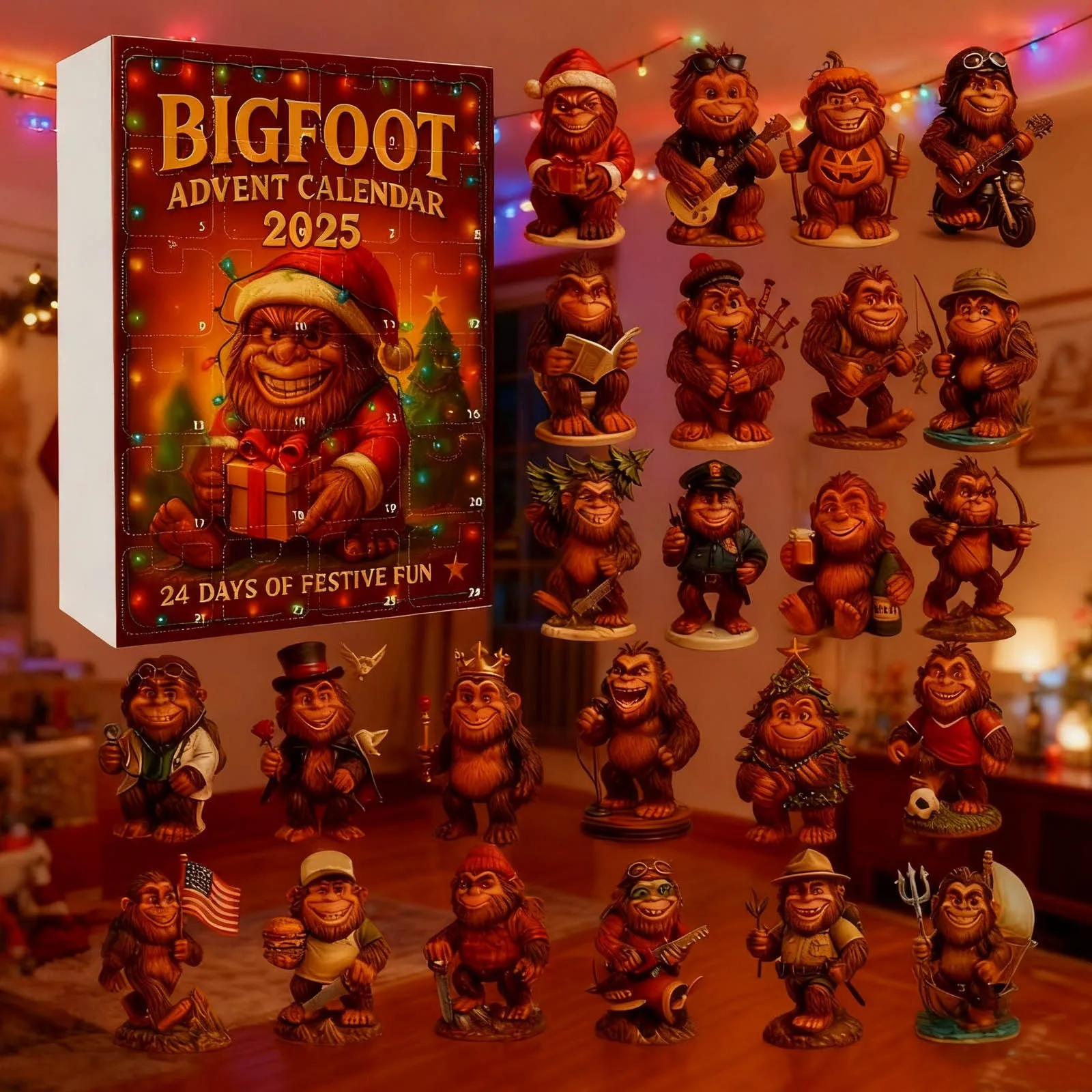 Lumières d'intérieur à piles avec minuterie 2025, pied géant, compte à rebours de noël, calendrier au chocolat, compte à rebours pour enfants