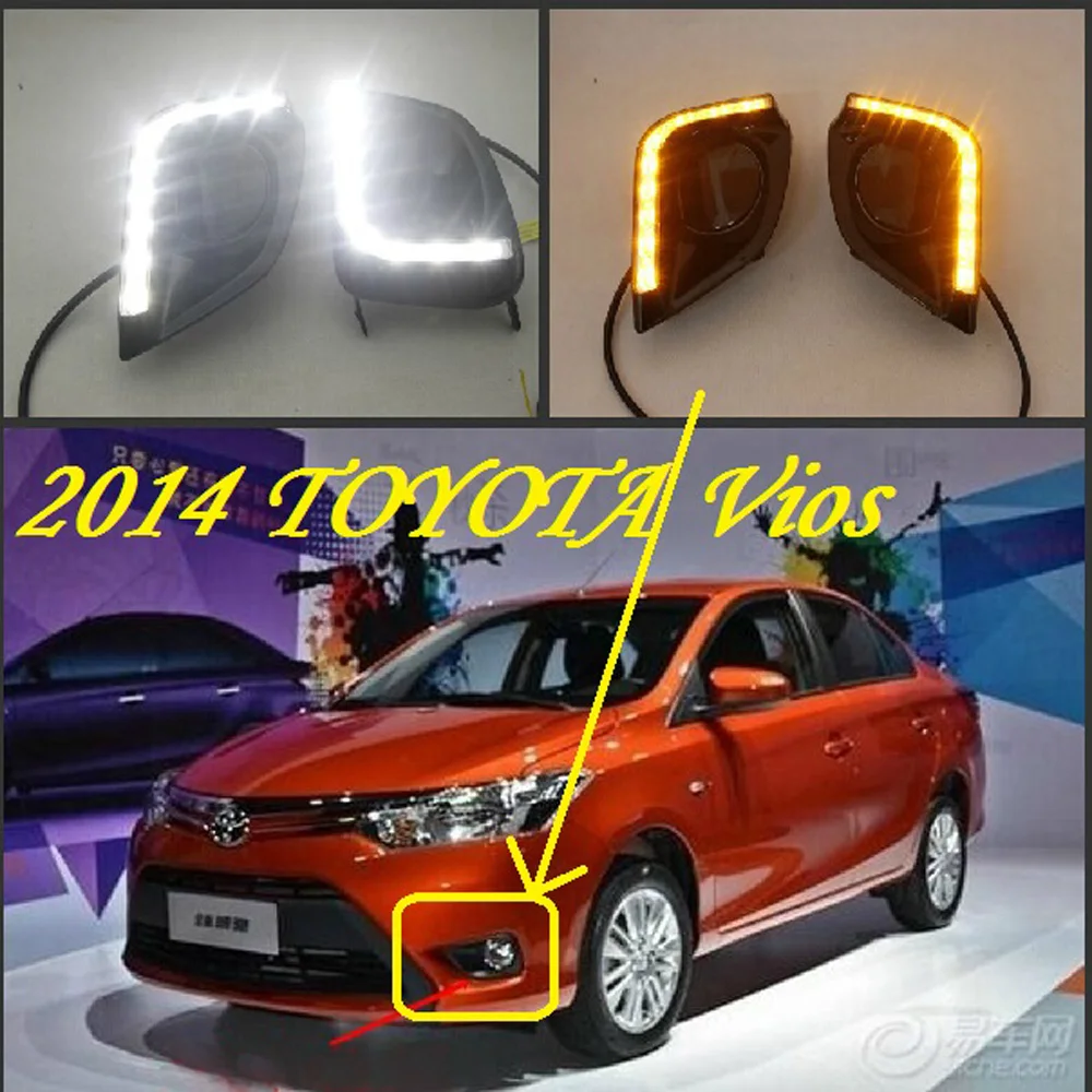 Bumper lamp for 2014 2015 2016 daylight Vios daytime light,car accessories,LED,Vios fog light,2ps/set,Vios front light