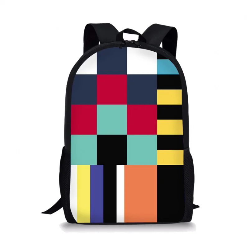 Red Green gray black square rectangular printing fashion trendy unique student unisex backpack can be one piece dropshipping