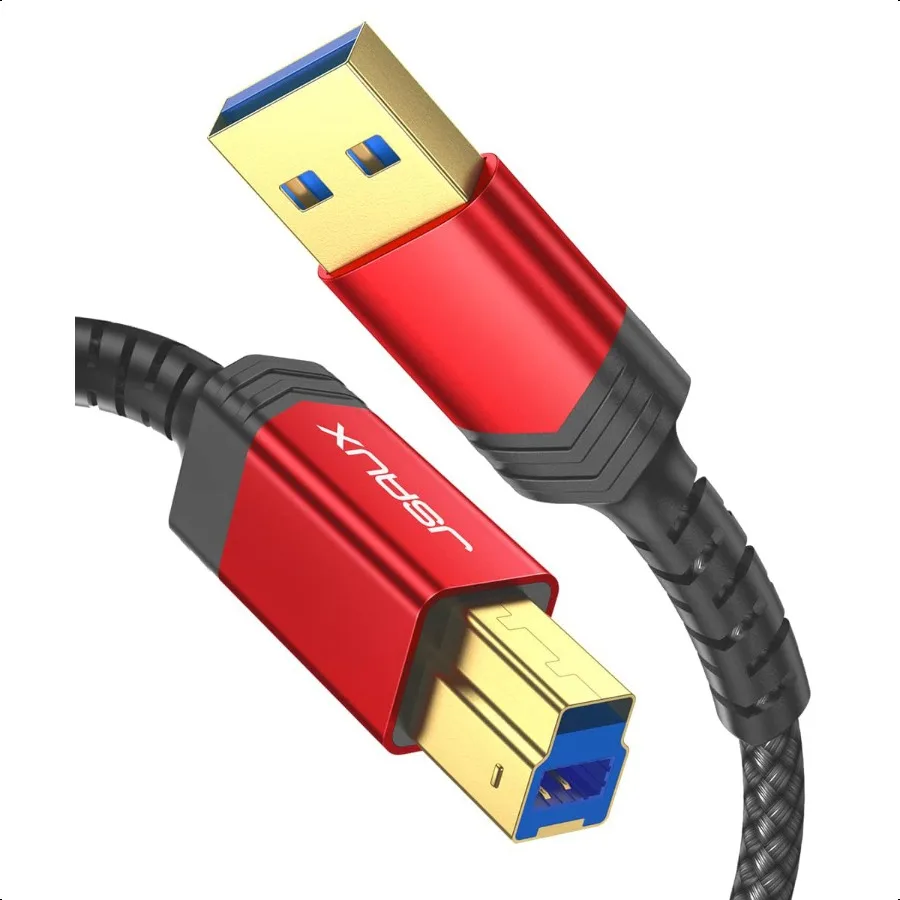 

USB 3.0 Printer Cable Type A Male to B 3.0 Male 10ft USB 3.0 Type B Upstream Cord Nylon Braided Compatible with Docking Statio