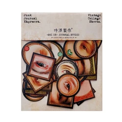 23pcs Retro Oil Painting Eyes Carving Material Stickers Decorative DIY Craft Photo Albums Junk Journal Vintage Girls Sticker