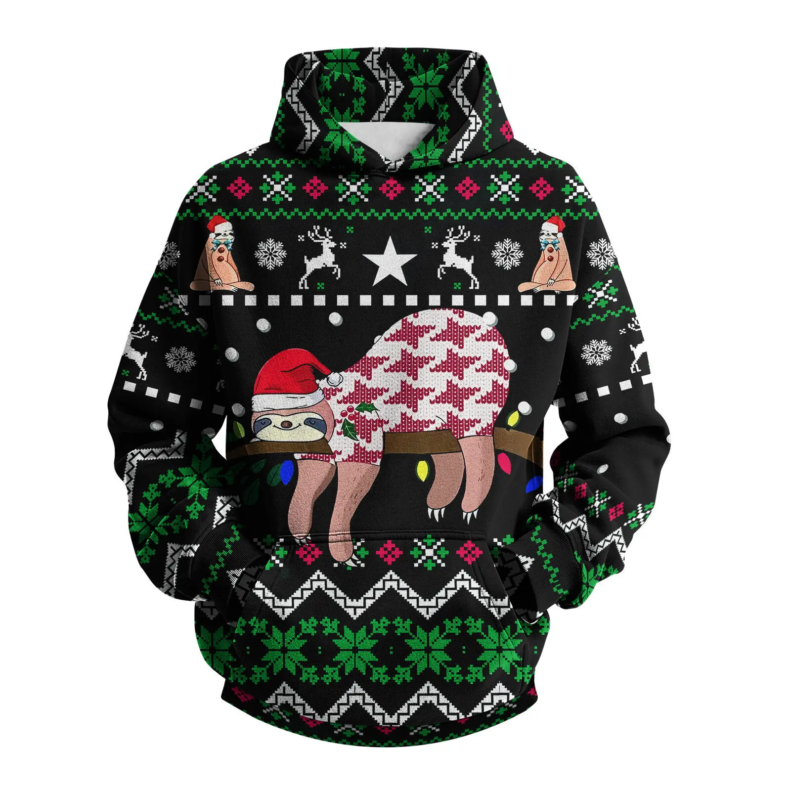 เสื้อฮู้ดพิมพ์ลายแมวคริสต์มาส 3 มิติ สไตล์ตลกๆ สำหรับผู้หญิงและผู้ชาย เสื้อสเวตเชิ้ตมีฮู้ด สตรีทแวร์ ทรงโอเวอร์ไซส์ เสื้อฮู้ดแบบสวมหัว เสื้อผ้าผู้หญิง