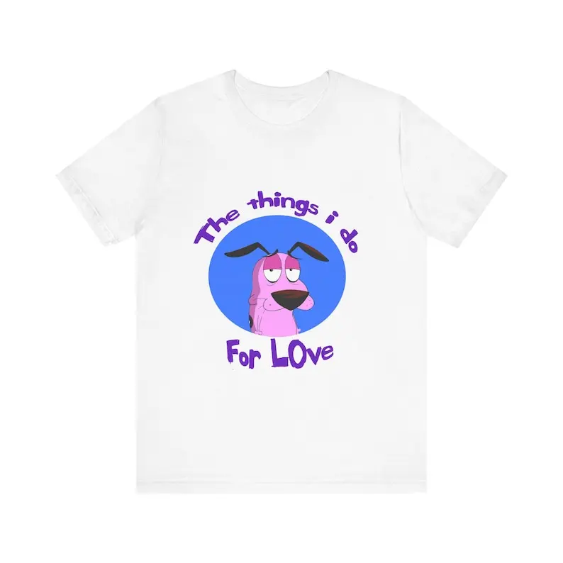 Retro Courage the Cowardly Dog T-Shirt Y2K Cartoon Tee 90s TV Series Tee Nostalgia Top Retro Scary Movie Clothes Funny Gifts