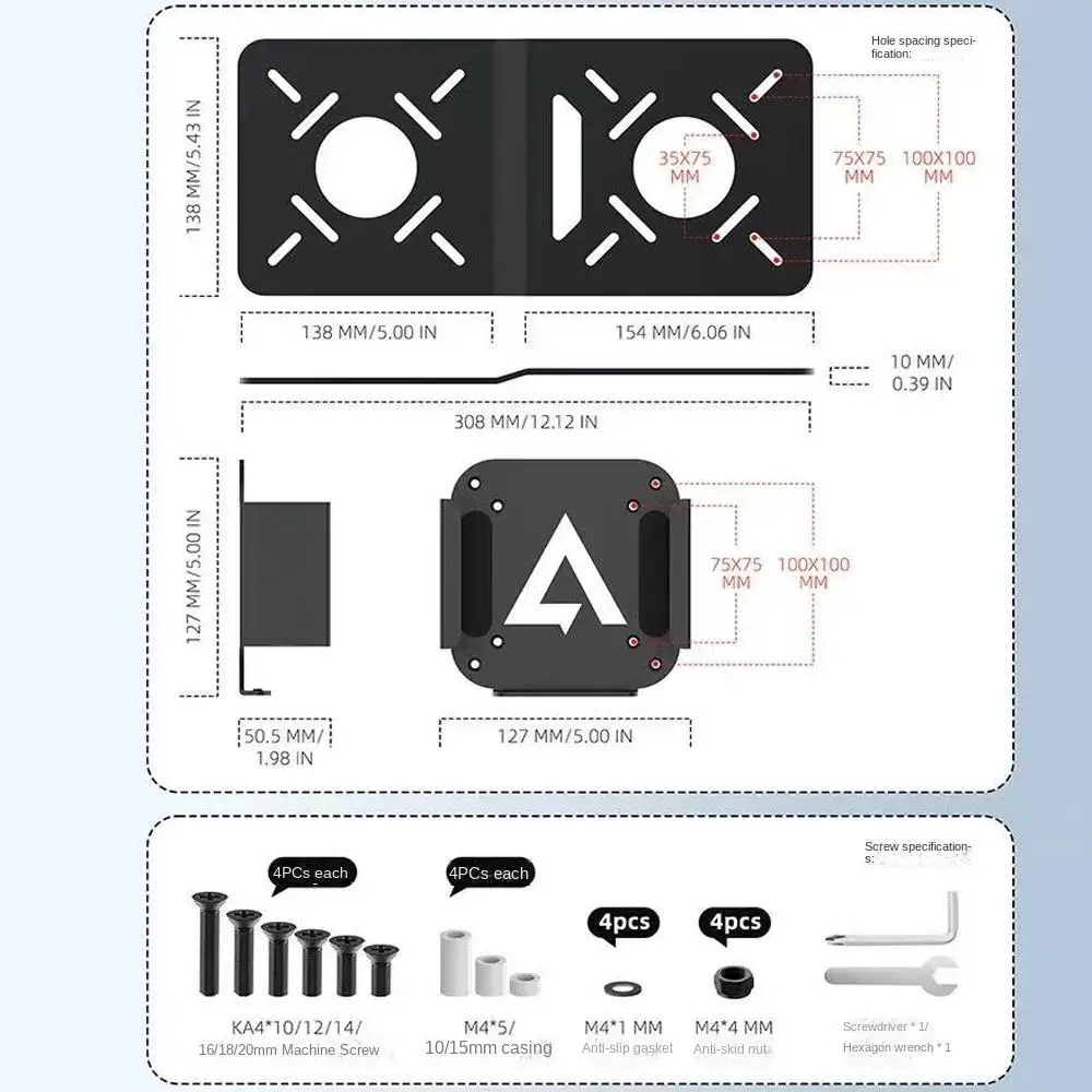 75*75/50*100 VESA Steel/Aluminum Alloy Mount Bracket For Mac Mini M4 Metal Under Desk Wall Holder Monitor Stand Heat Dissipation