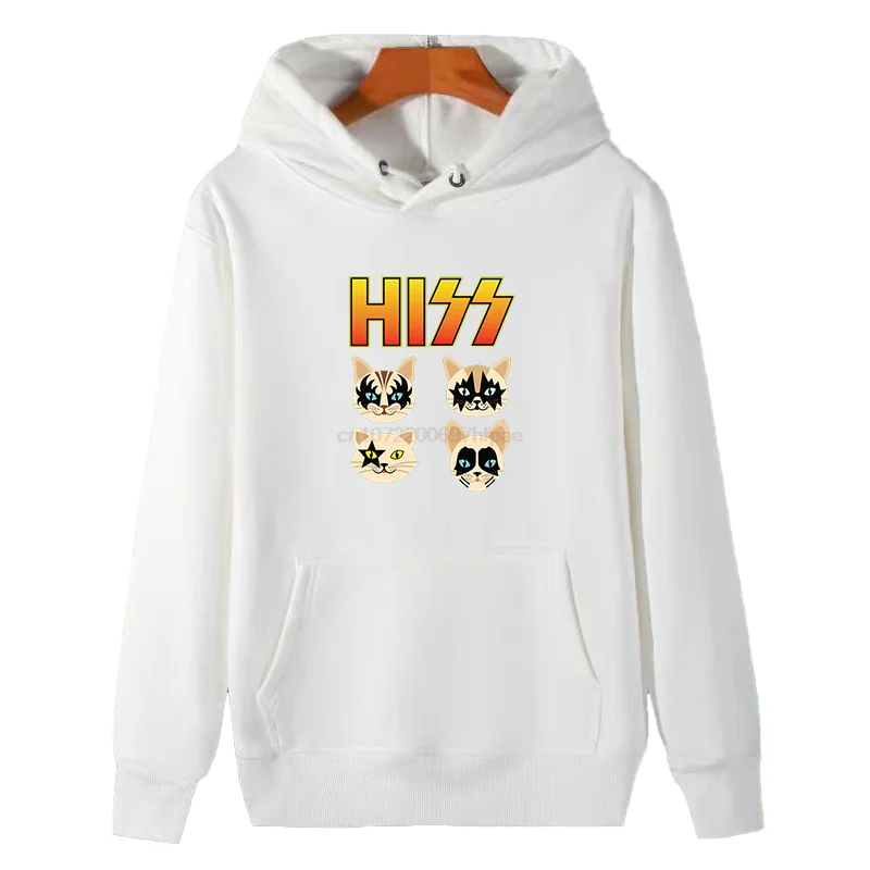 Hiss Funny Cats Rock Rockin Graphic Hooded Sweatshirts New In Hoodies & Sweatshirts Essentials Winter Thick Sweater Hoodie