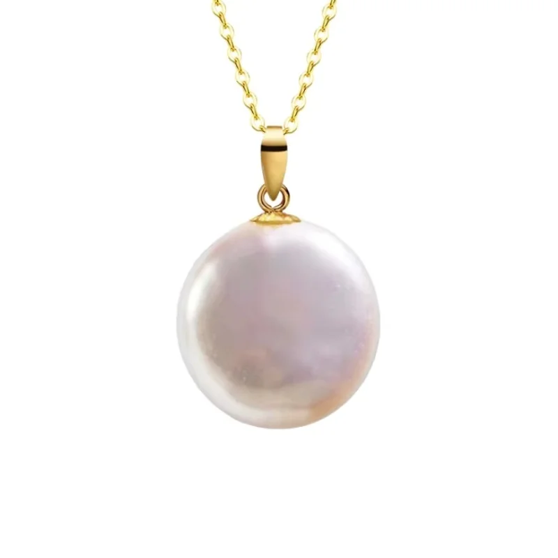 

Big18k Gold Natural Freshwater Baroque Pearl Pendant Necklace Original Au750 Light Luxury Versatile Gift Silver Chain for Women