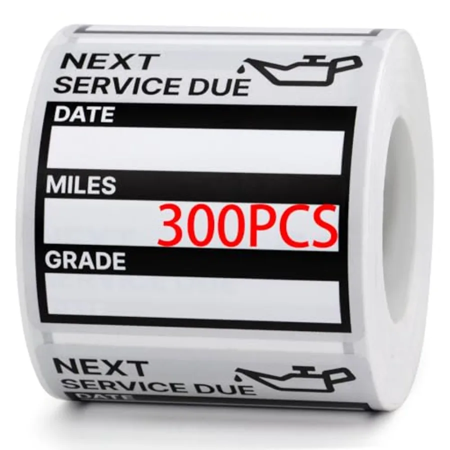 

for Oil Change Stickers Vinyl 300 Pcs 2"x 2" Service Stickers, Next Service Due Reminder Sticker Labels, Easy to Write on, Easy