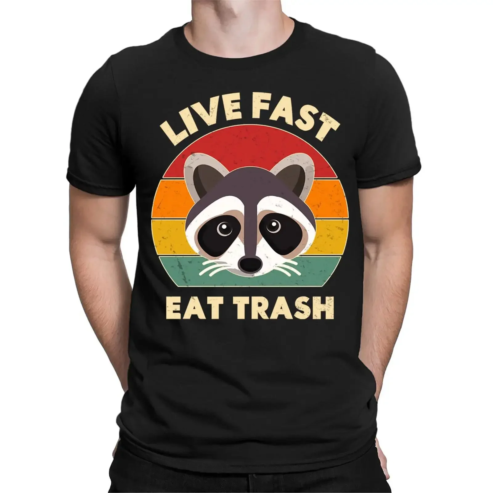 Live Fast Eat Trash Funny Panda 90s Retro Vintage  T Shirt Top NED vintage Washed streetwear graphic designer clothes Slightly