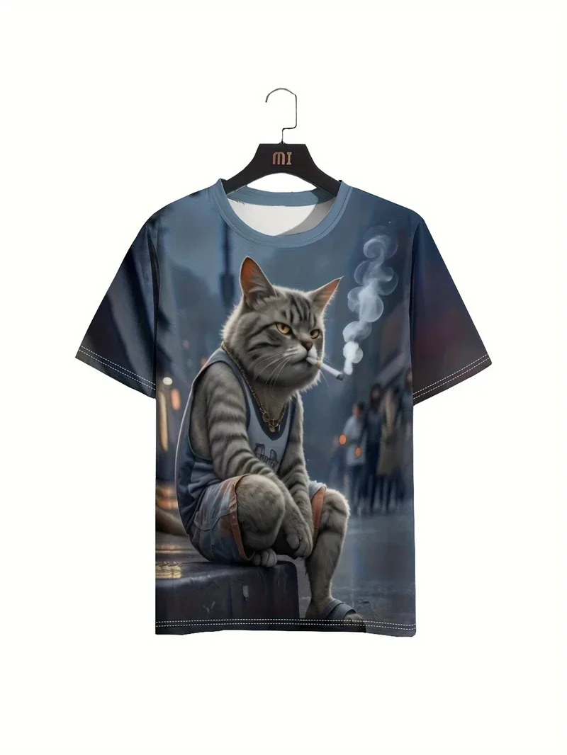 Sommer Lustiges T-Shirt für Männer Cartoon Tier 3D-Druck Lässiges Kurzarm Y2k Herren Outdoor Übergroßes Streetwear-Kleidungsstück