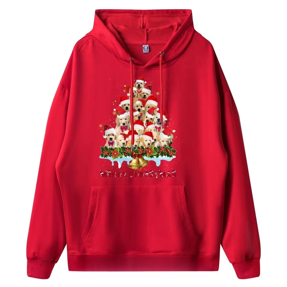Golden Retriever Santa Hat Xmas Dogs Merry Christmas Graphic Sweatshirt Leisure Fall Winter Harajuku Aesthetic Unisex Tops
