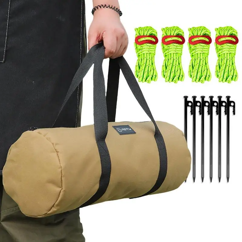 

Outdoor Tent Ground Pegs Windproof Rope Kit Camping Tools Hammer Storage Bag Tent Nail Canopy Accessories Portable Storage Pouch