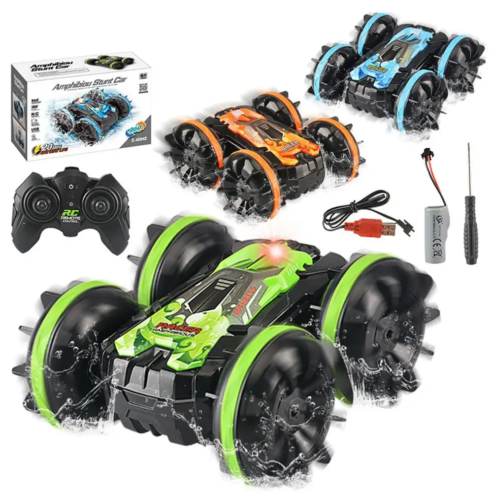 2.4g Amphibious Double-sided Stunt Remote Control Car 360-degree Rotation Charging Electric Vehicle Model Toy Children Gifts