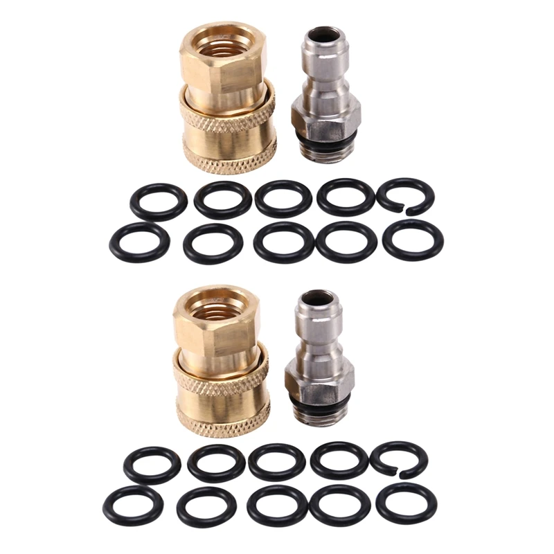 2X Pressure Washer Adapter Set,1/4 Inch Quick Disconnect Kit With 20 Pack O-Ring.5000 Psi