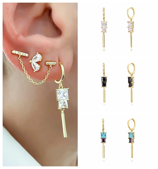 

Женские серьги-кольца из серебра 925 пробы, с цирконом