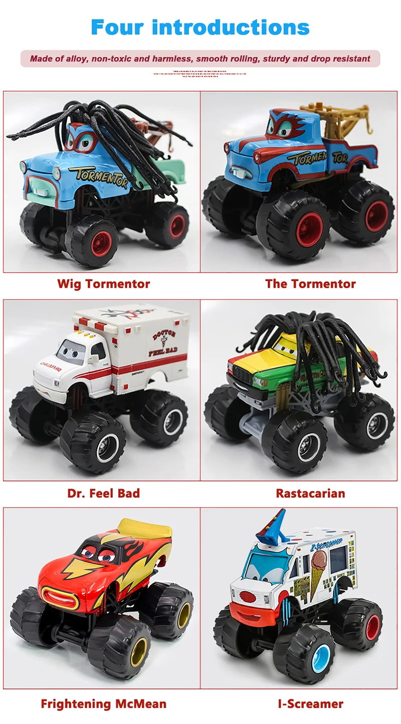 Spielzeugautos Monster Truck Tormentor Mater Frightening McMean Lightning McQueen I-Screamer Wrestler Modell Kinderspielzeugauto – Detail 3