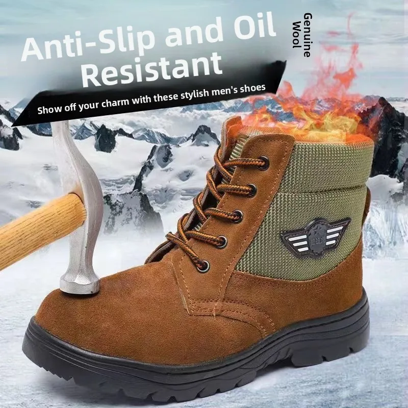 thickened-wool-snow-boots-men's-cold-proof-cotton-shoes-sheepskin-cowhide-large-head-shoes-leather-fur-integrated