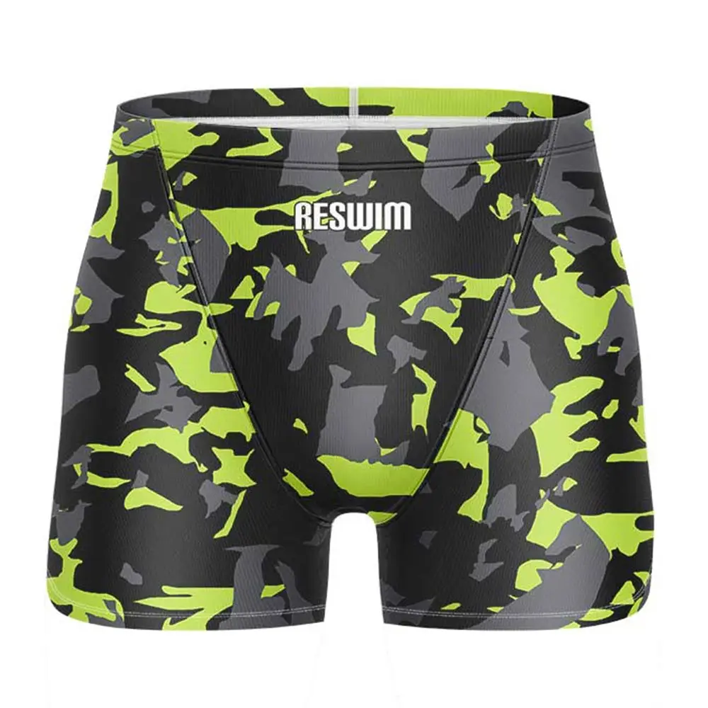 New Summer Men's Print Swim Jammer Athletic Training Swimsuit Shorts Swimming Trunks Beach Tights Pants Swimwear Bathing Suit