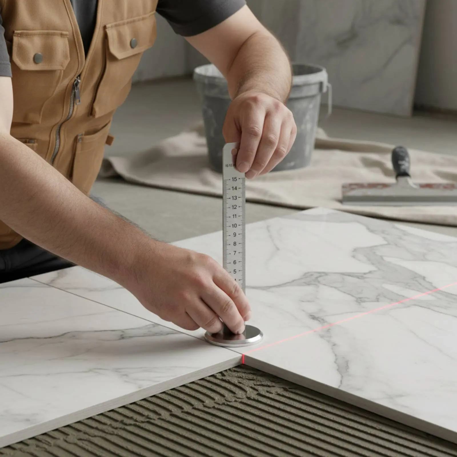

Инструмент для выравнивания плитки: Двусторонняя линейка-уровень для напольной плитки, измеритель высоты плитки, простое в использовании измерительное устройство