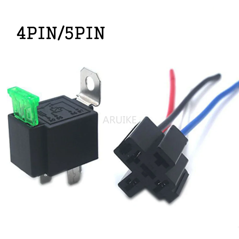 

1PC 12V DC 4 Pin Car Automotive Fused Relay 30A Normally Open Relais Fuse with 4pin/5Pin Backrest