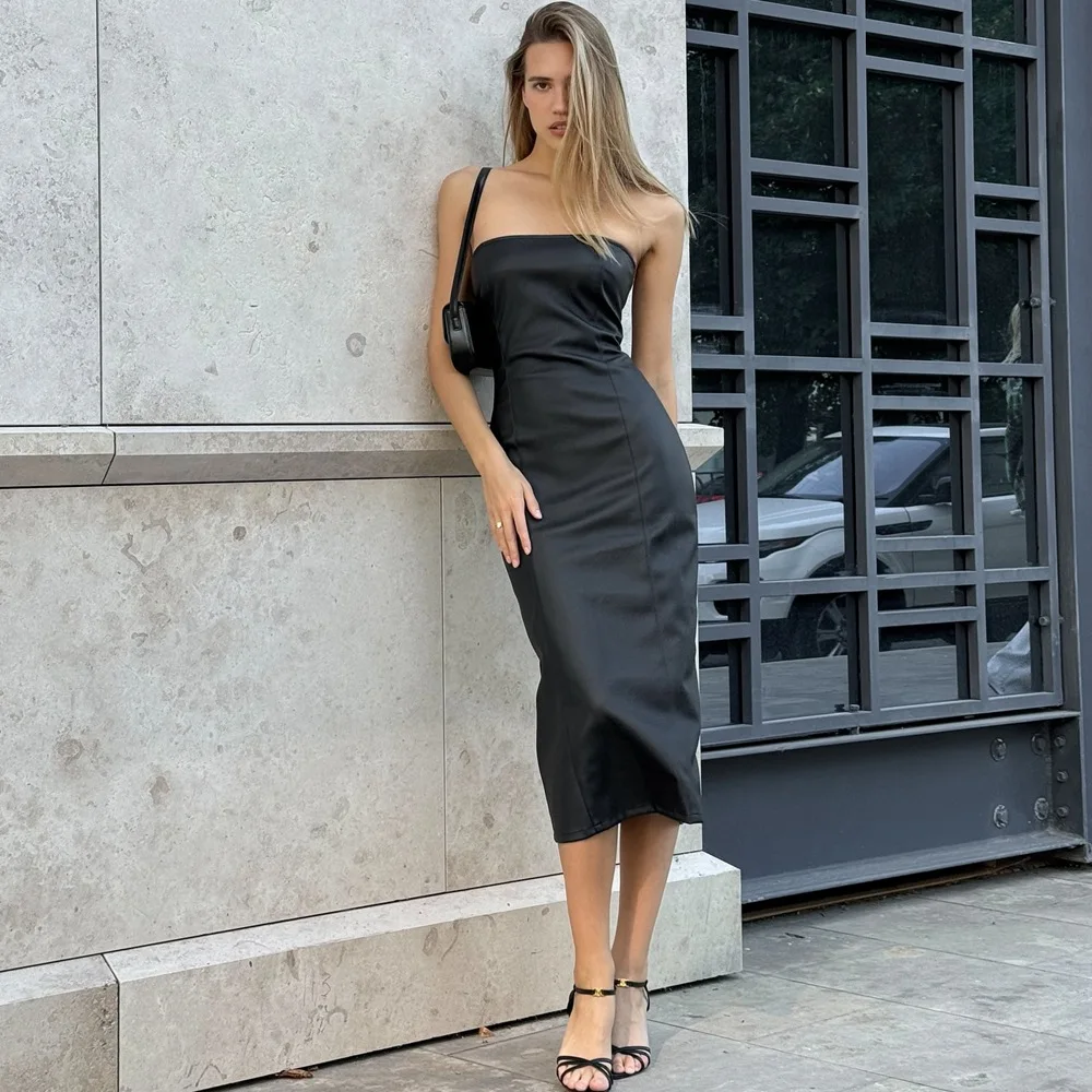 Veitche-女性のためのストラップレスドレス,セクシーなPUレザードレス,ホルタードレス,スリット,ノースリーブ,ホルタートップ,ヒップパッケージ,パーティードレス,春,秋,2022