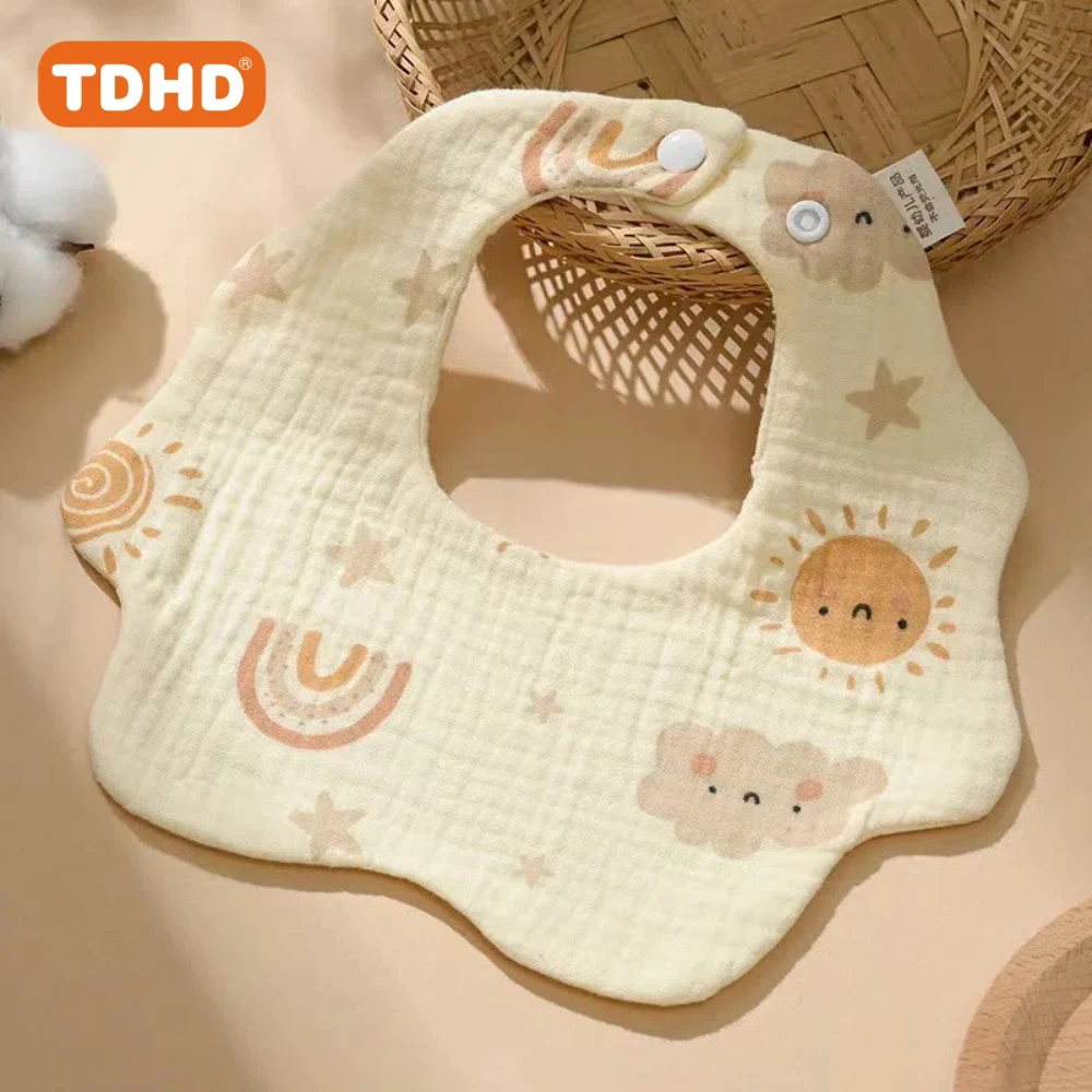 TDHD Celemek Air Liur Bayi Muslin untuk Anak Laki-laki Perempuan 1 Pak, Celemek Bayi Dapat Disesuaikan untuk Air Liur dan Tumbuh Gigi, Celemek Bandana Bayi Katun Lembut