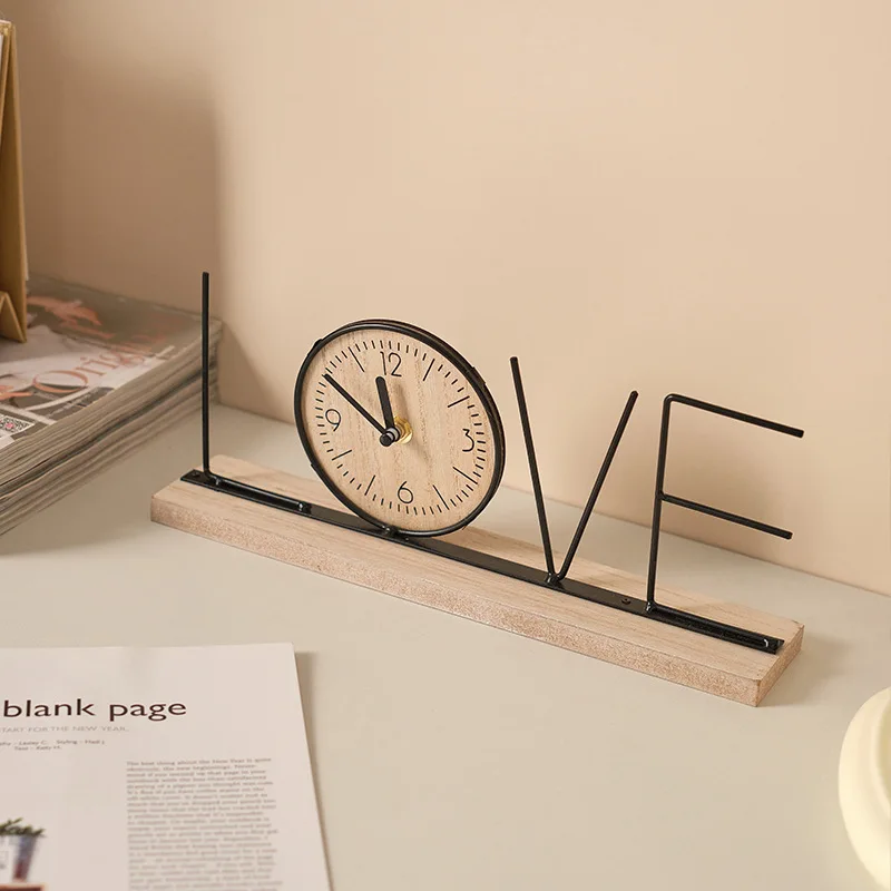 Handmade Creative Desktop Clock Ornament Silent Table Decor For TV Cabinet Wine Cabinet Entryway Bedroom Office Tabletop Home